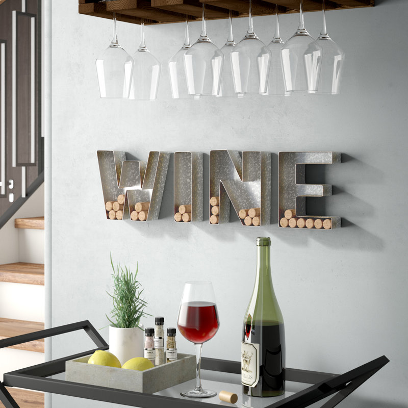 4 Piece "WINE" Letter Set Cork Holder Wall Décor Set & Reviews Birch Lane